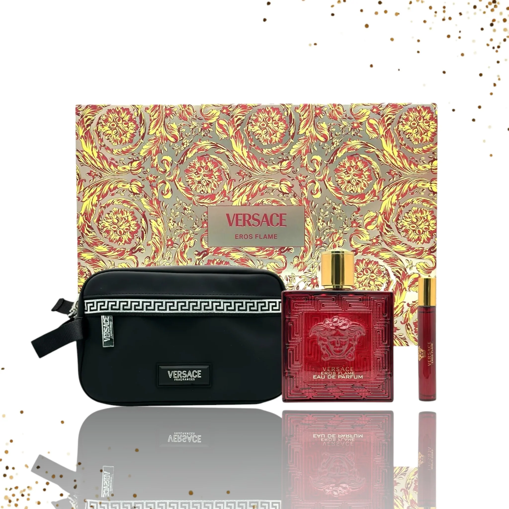 Gift Set Eros Flame By Versace 3 Pcs EDP